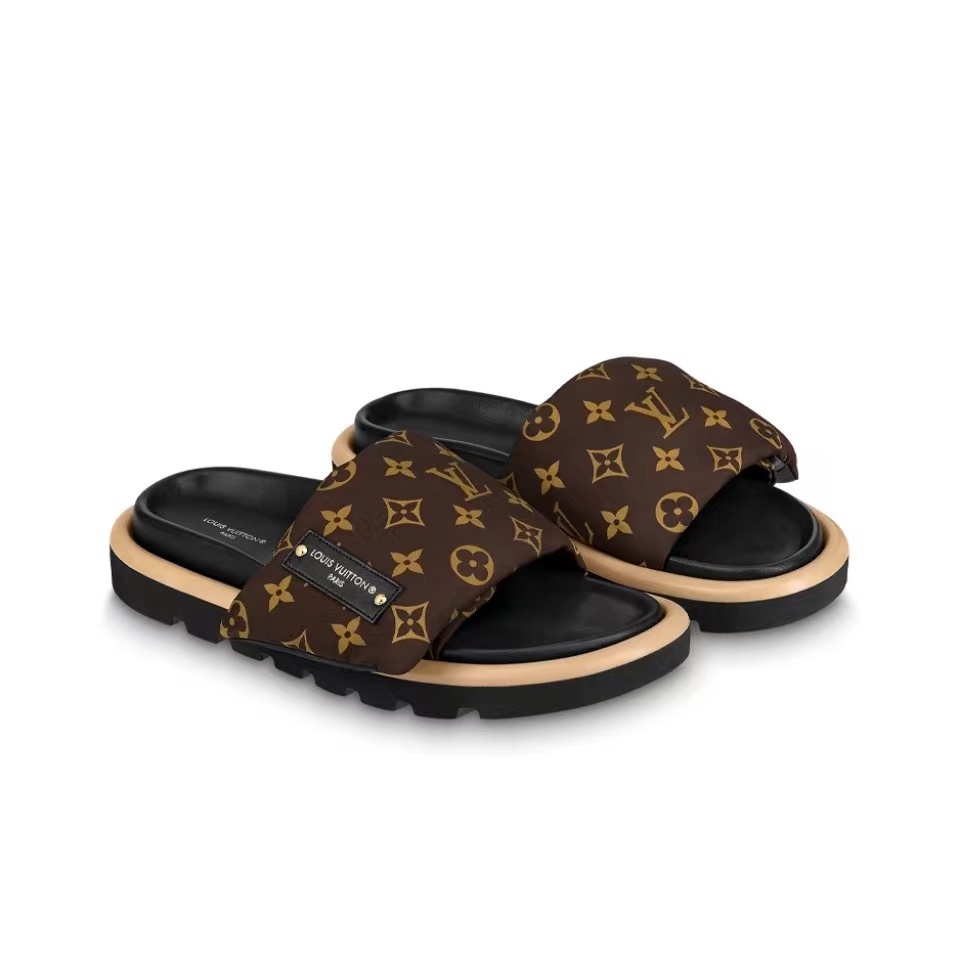 Louis Vuitton LV Pool Pillow Fabric Flat Slide  Sandals  (Replica) - Sneaker Replica Workshop