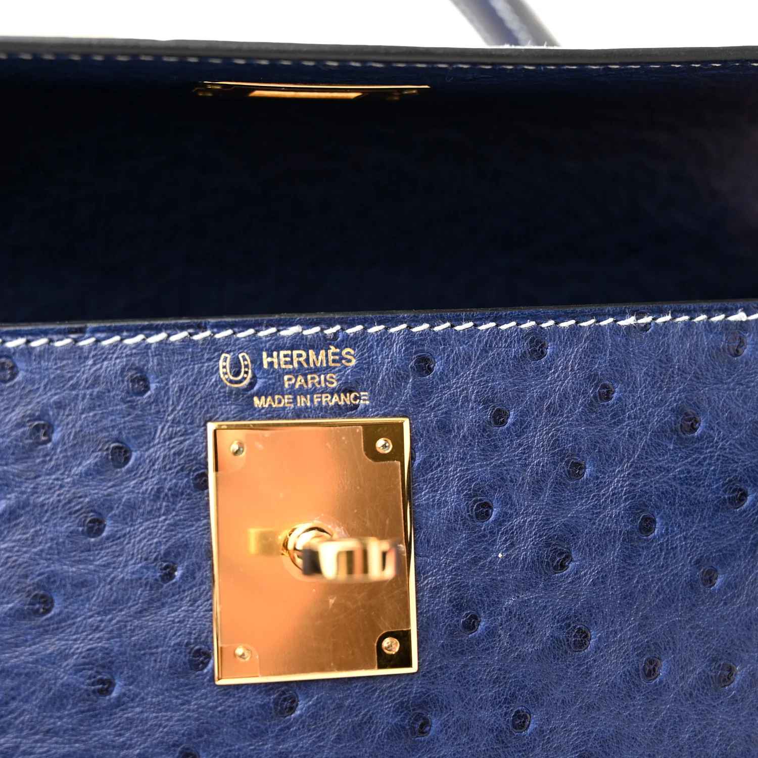 Ostrich Horseshoe Kelly Sellier 28 Bleu Iris - Top Club