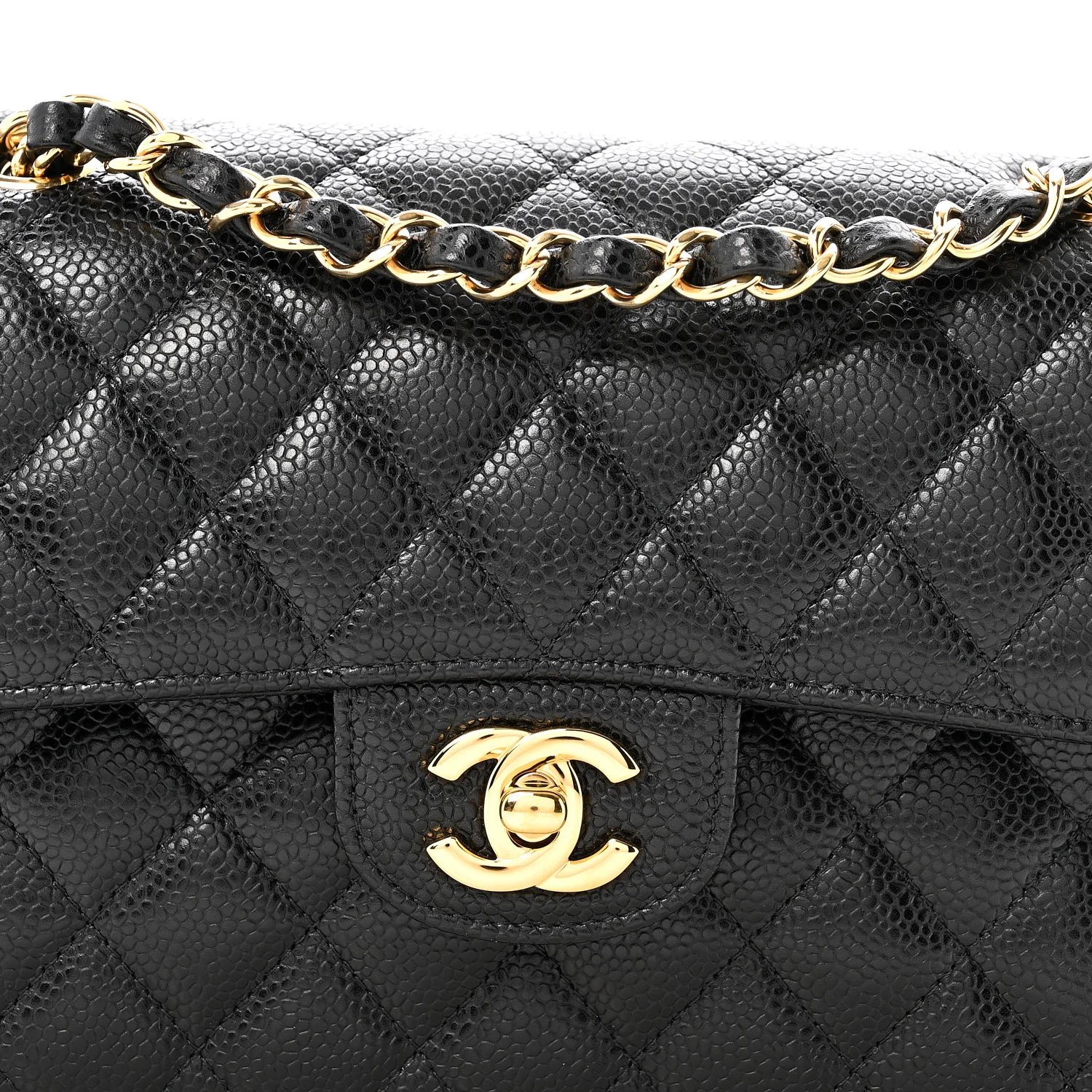 Caviar Quilted Small Double Flap Black - Top Club