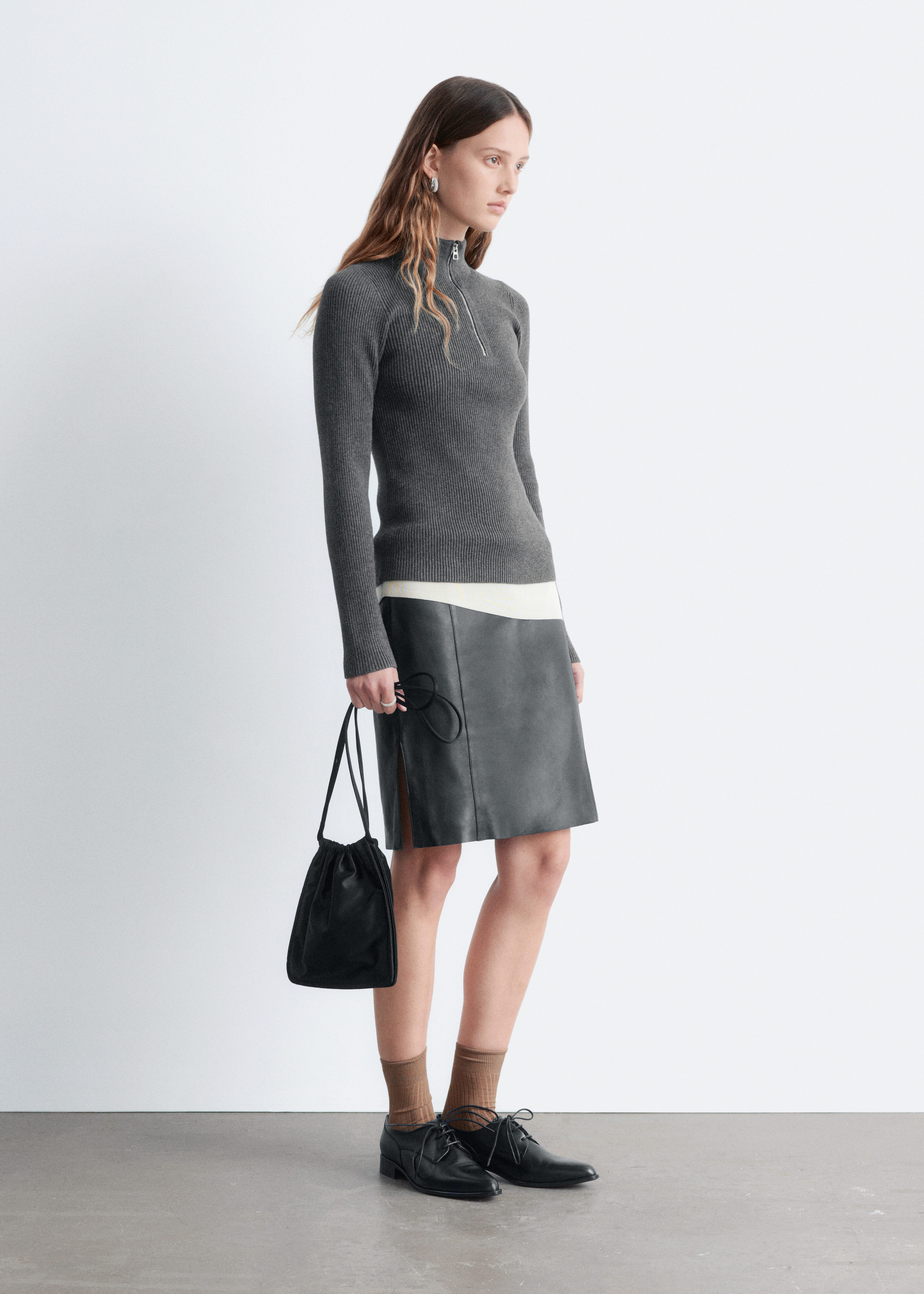 & Other Stories KNEE-LENGTH LEATHER SKIRT