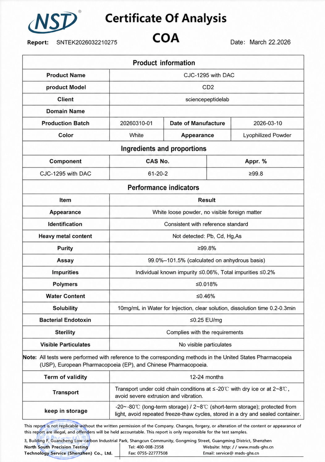 CD2 | CJC-1295 with DAC 2mg × 10 Vials