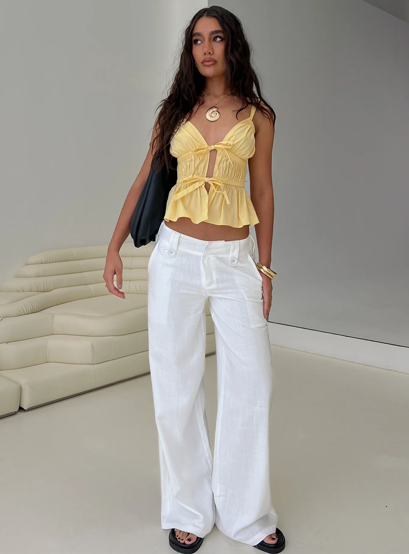 Like A Star Tie Up Top Lemon