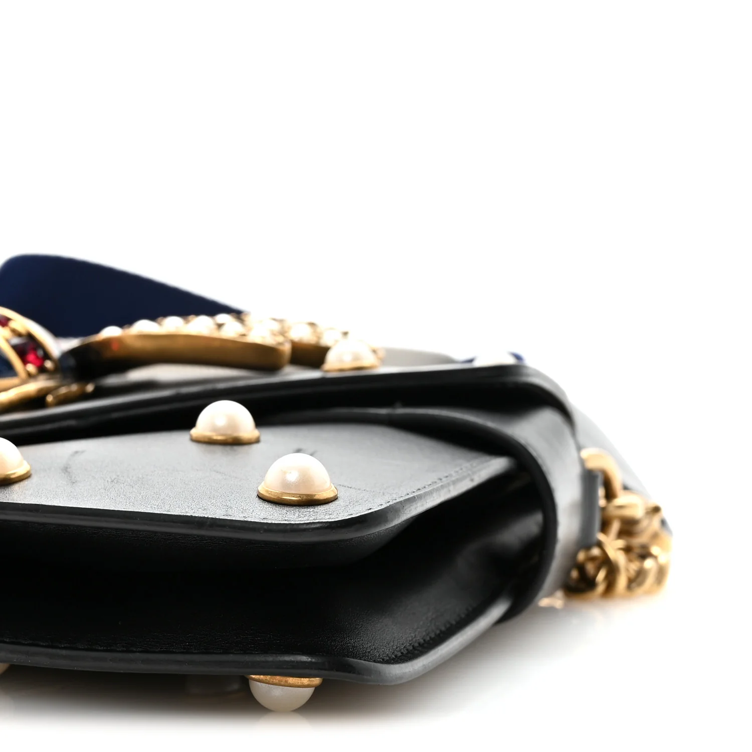 Nappa Pearl Studded Mini Queen Margaret Broadway Shoulder Bag Black - Top Club