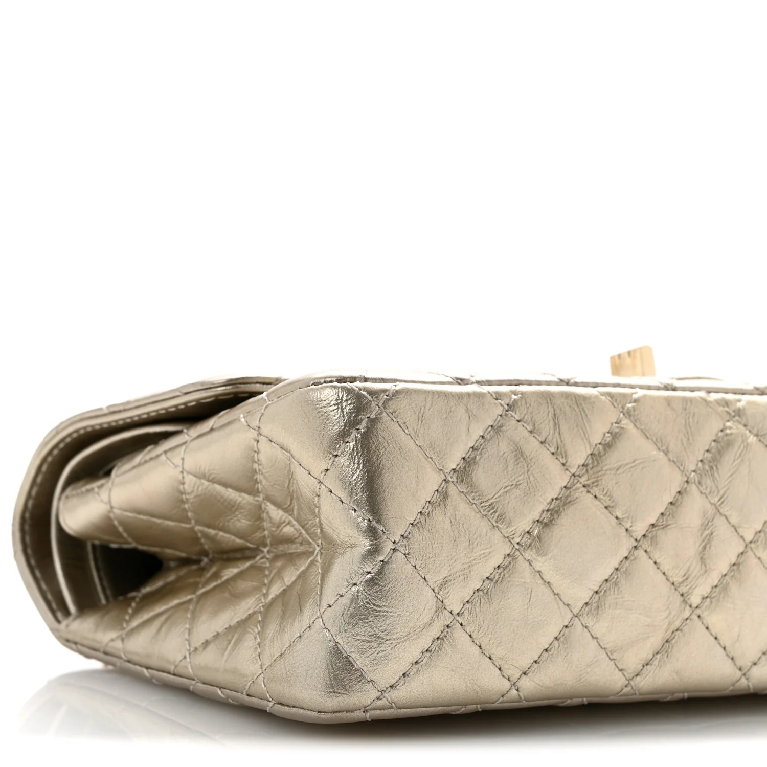 Metallic Aged Calfskin Quilted 2.55 Reissue 225 Flap Pale Gold - Top Club