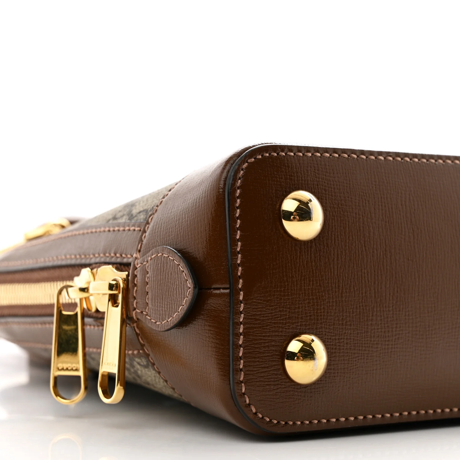 GG Supreme Monogram Azalea Calfskin Small Horsebit 1955 Top Handle Bag Beige Ebony Brown Sugar - Top Club