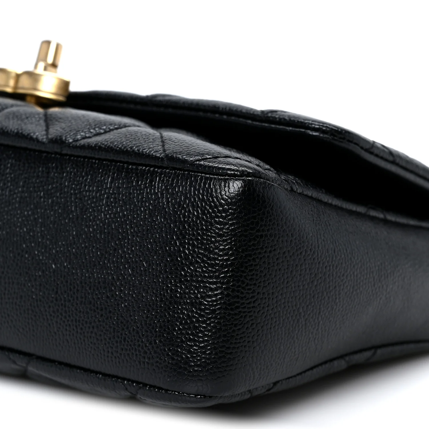Shiny Caviar Quilted Large Chain Melody Flap Black - Top Club