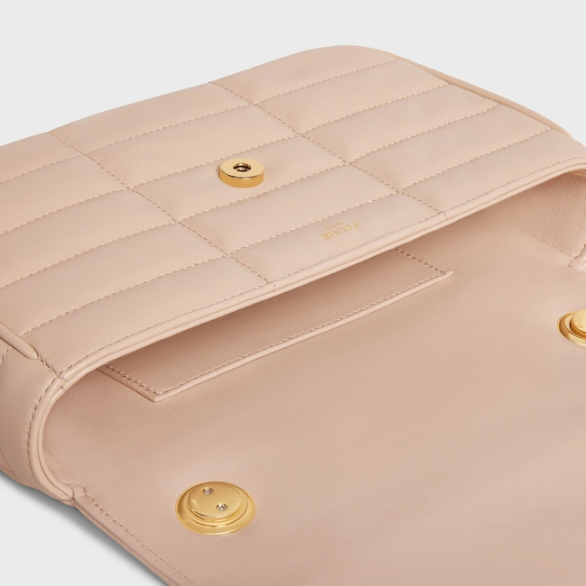 CHAIN SHOULDER BAG MATELASSE MONOCHROME CE IN QUILTED GOATSKIN NUD - Top Club