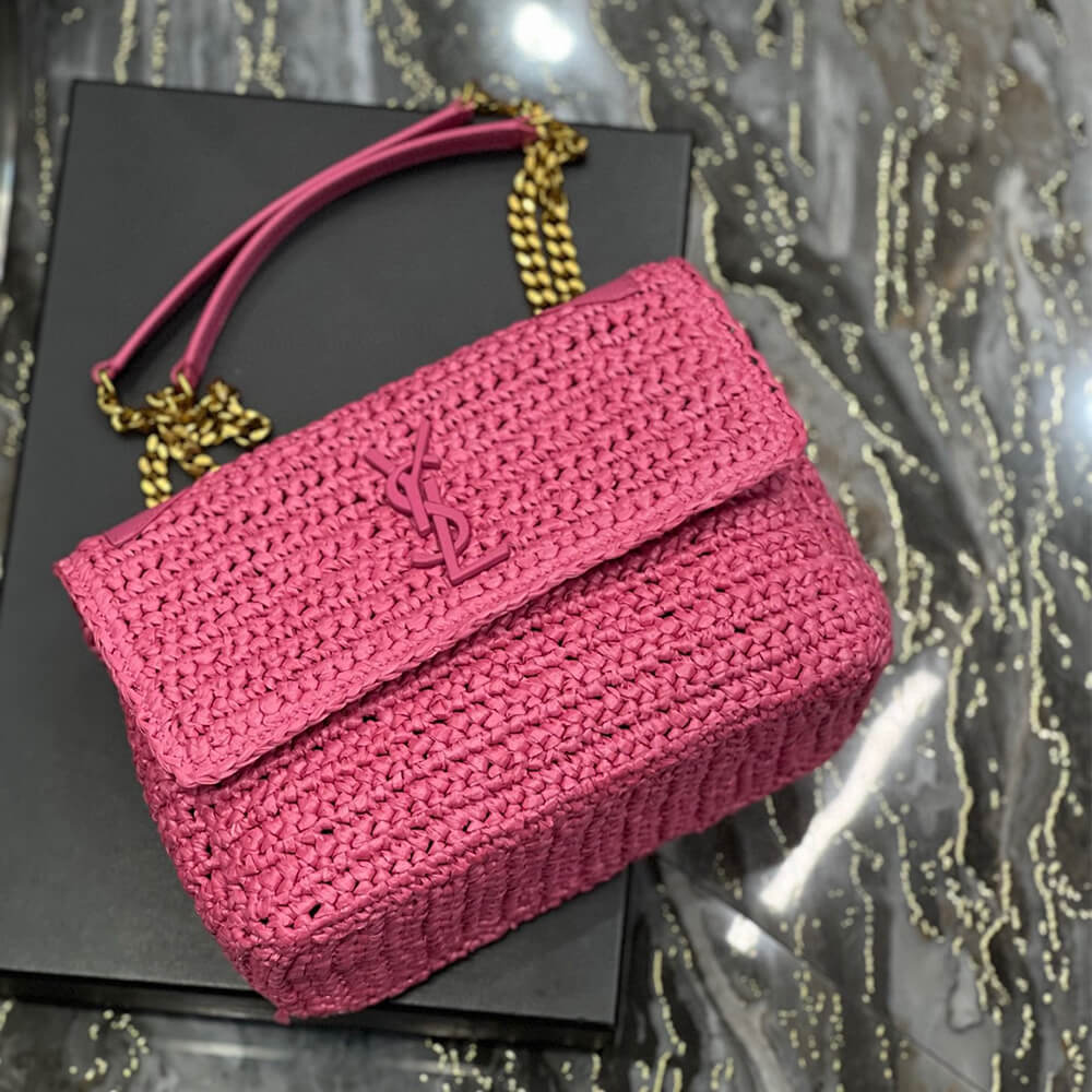 SAINT LAURENT NIKI CHAIN MEDIUM IN RAFFIA(HIGH-END GRADE) - Top Club