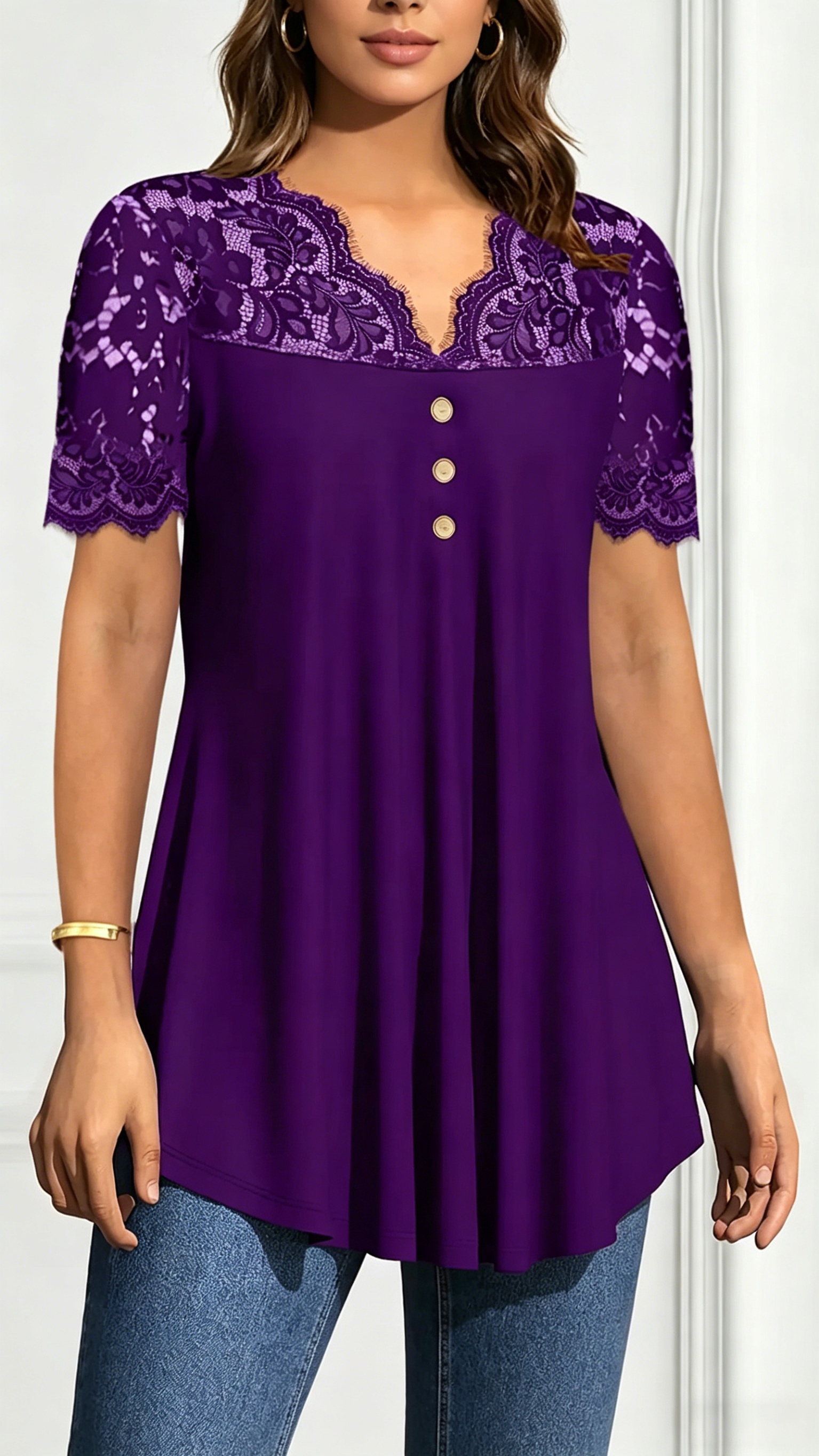 Women's Lace V-Neck Waist-Cinching Top - Nordfashionstorm - Women's Clothing, Fashion for You - Nordfashionstorm.com