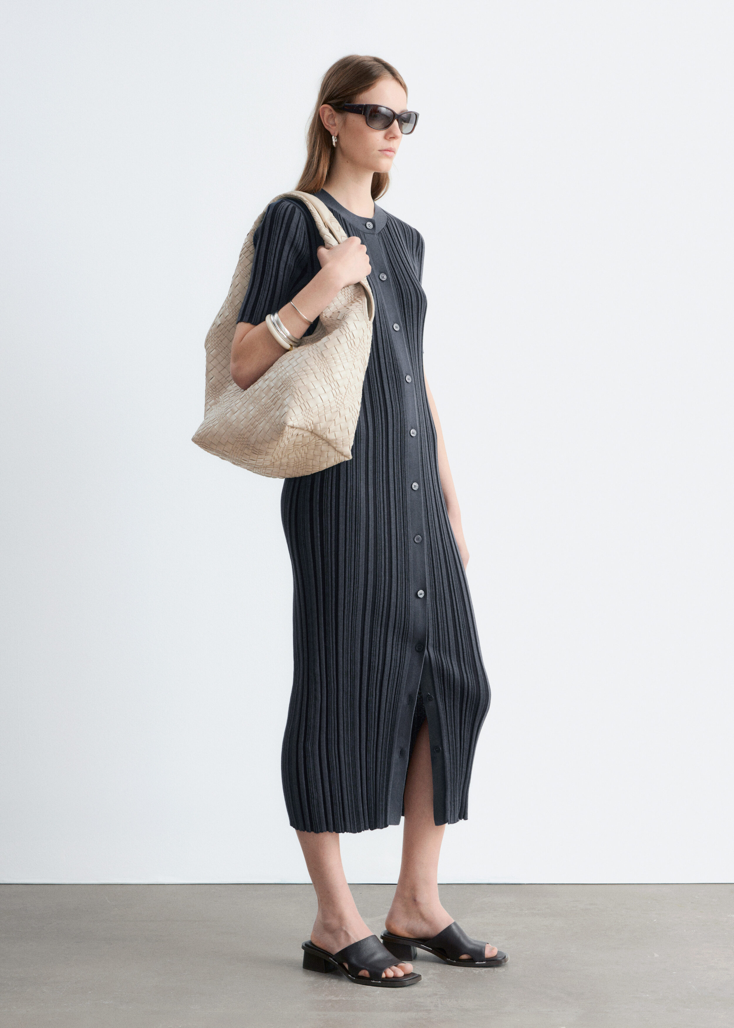 & Other Stories RIB-KNIT MIDI DRESS