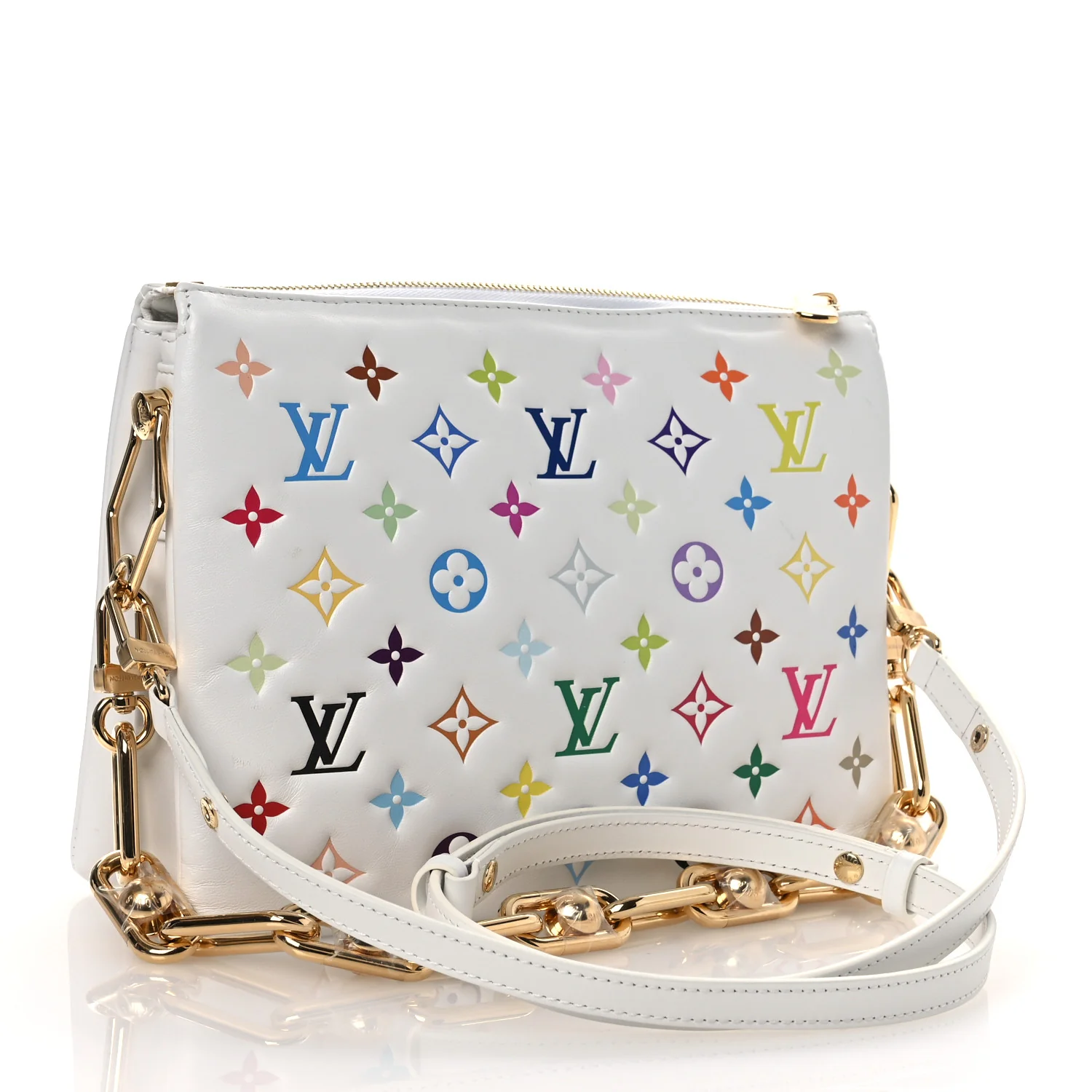 LV x TM Lambskin Embossed Monogram Coussin PM White Multicolor - Top Club