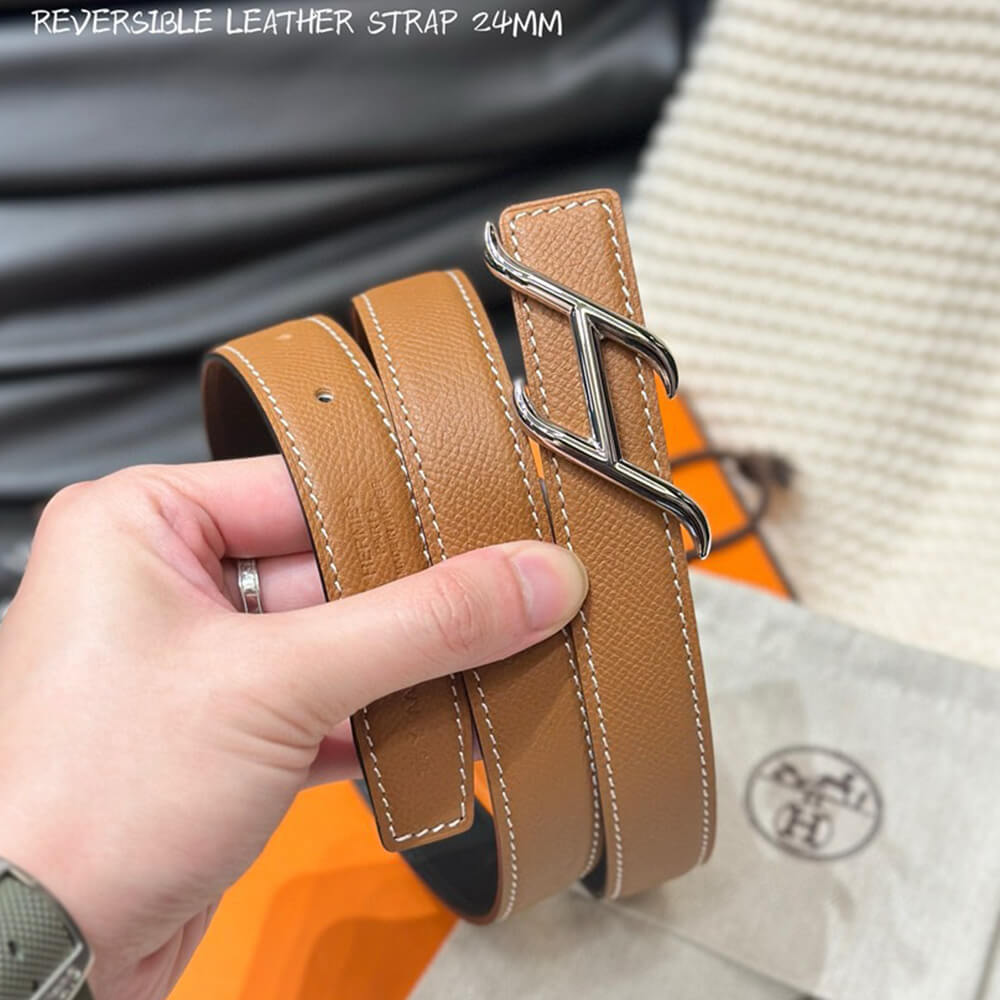 HDN belt buckle   Reversible leather strap 24 mm - Top Club