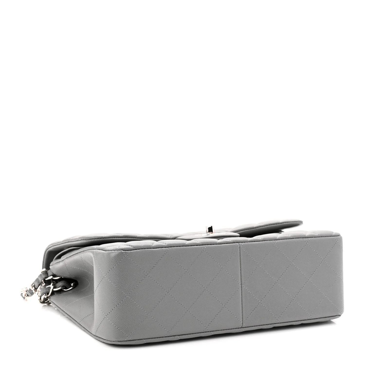 Caviar Quilted Jumbo Double Flap Grey - Top Club