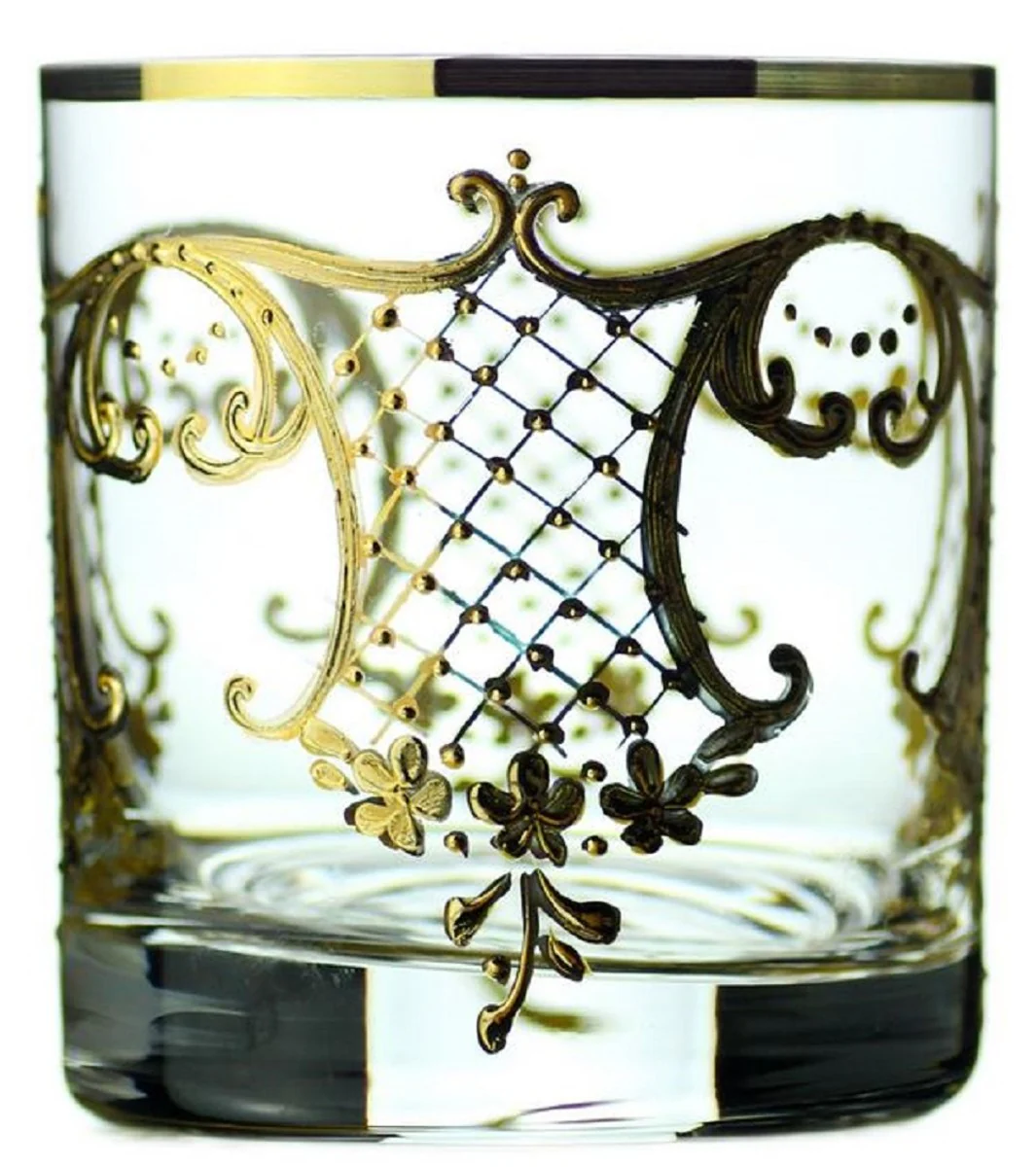 Luxury Baroque Whiskey Glass Set of 6 Gold Ø 8 x H. 9 cm - Handmade and hand-painted whiskey glasses - Hotel & Restaurant Accessories - Luxury quality