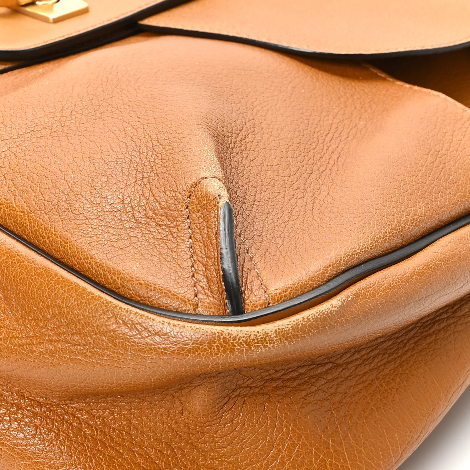 Grained Lambskin Medium Lexa Shoulder Bag Mustard Brown - Top Club