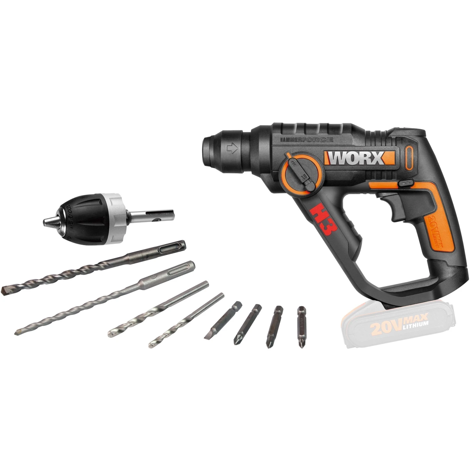 Worx Trapano avvitatore martello pneumatico Worx WX390.9 20V 1,2J solo corpo macchina