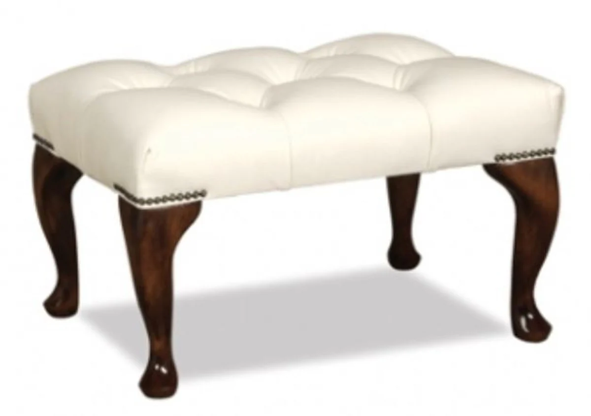 Chesterfield genuine leather stool 60 x 40 x H. 45 cm - luxury furniture