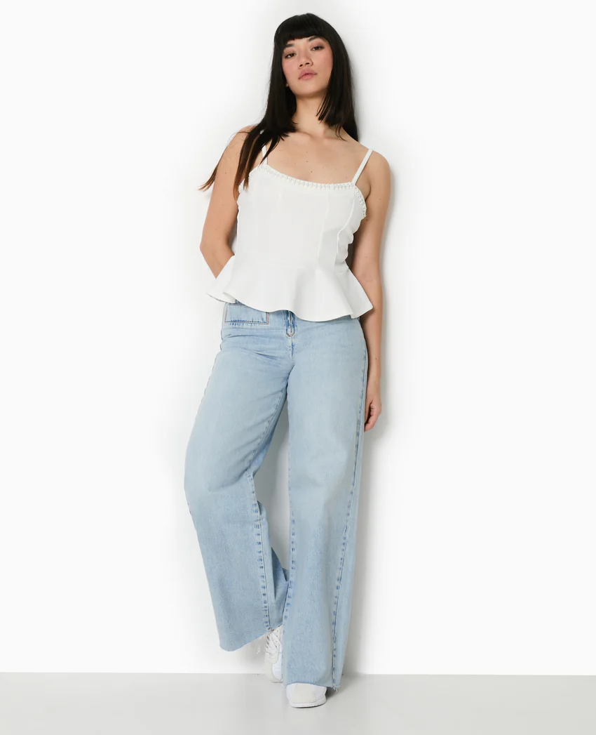 Pimkie Top peplum à bretelles avec perles