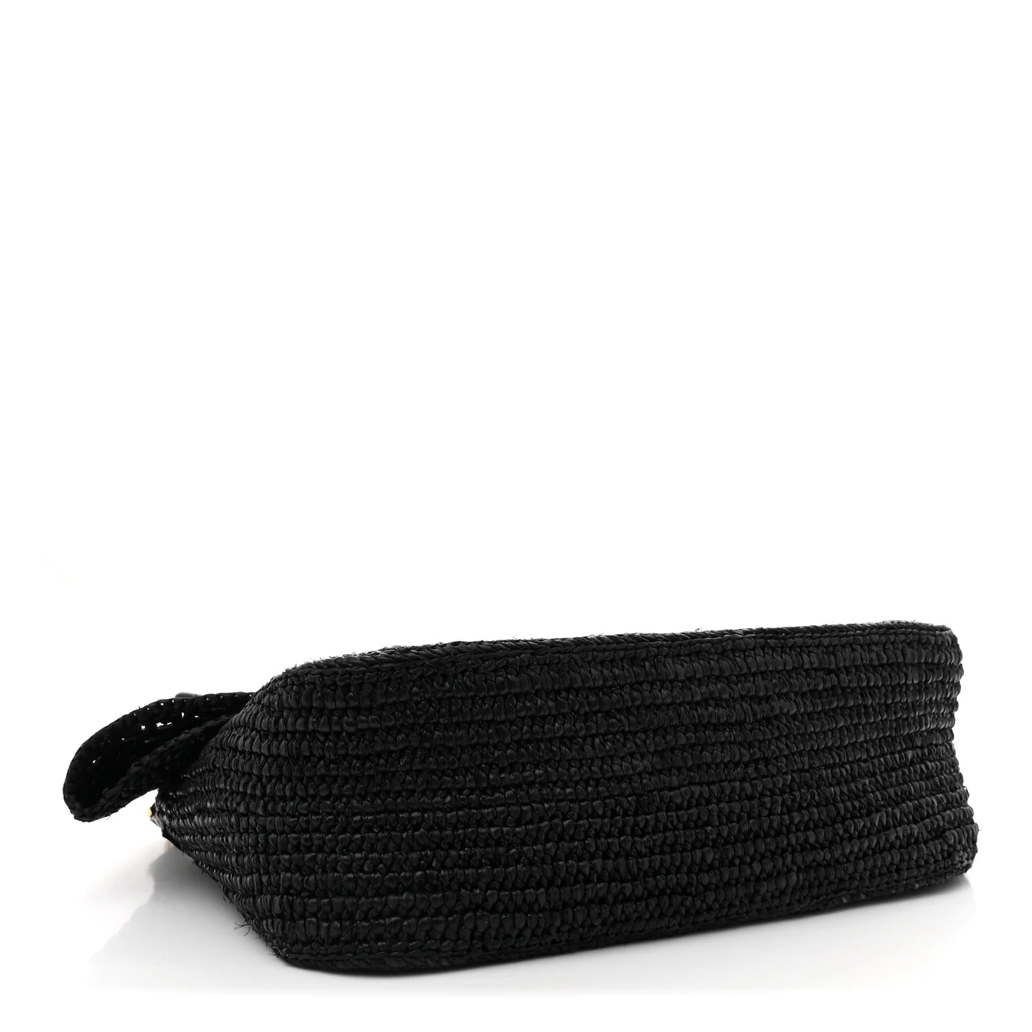 Raffia Donut Chain Medium Ola Shoulder Bag Black - Top Club
