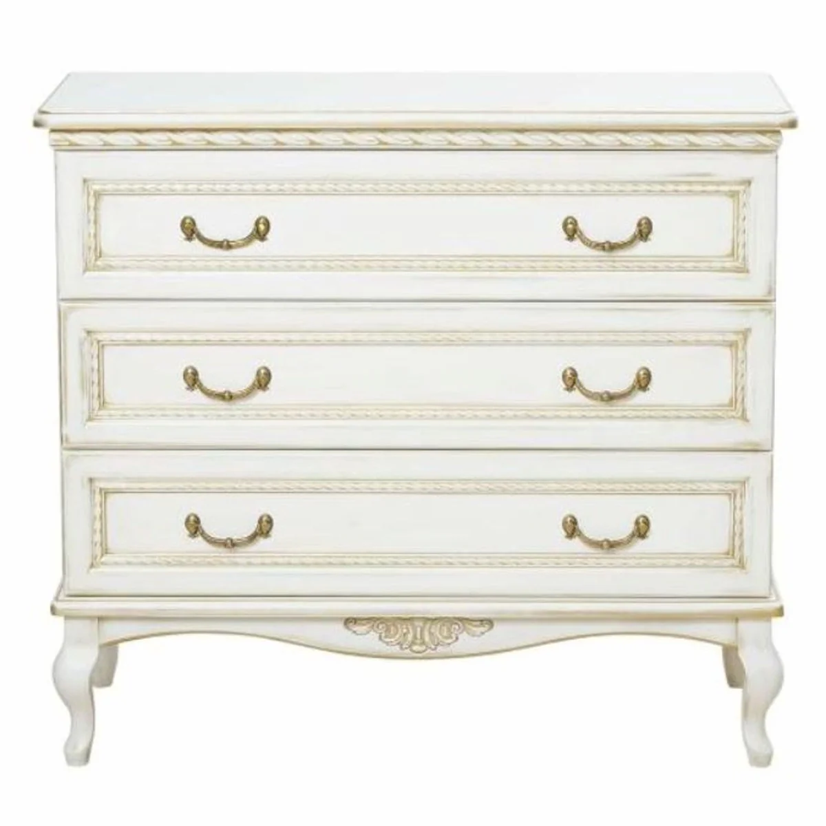 Luxury baroque chest of drawers white / beige 100 cm - magnificent baroque furniture