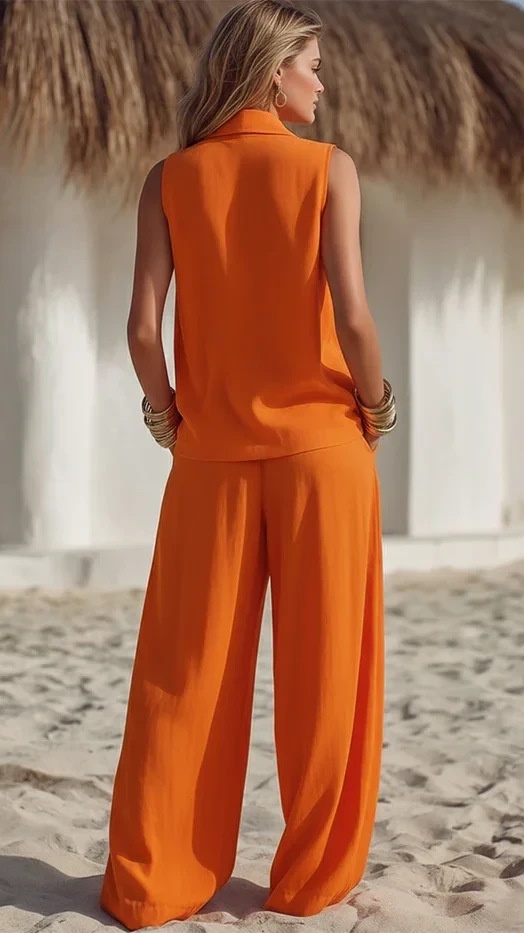 Women's Elegant & Flowy Lapel Two-Piece Set - Nordfashionstorm - Women's Clothing, Fashion for You - Nordfashionstorm.com