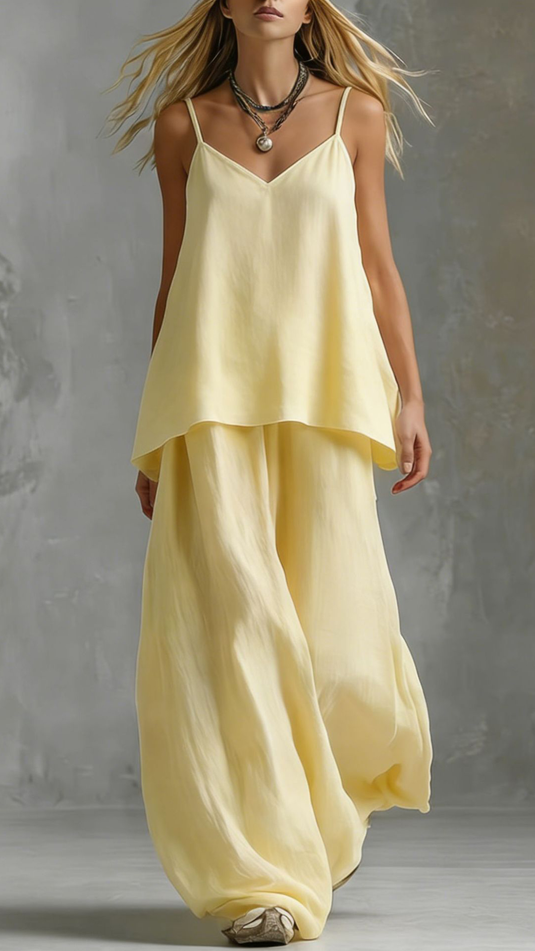 Women's Cotton-Blend Textured Cami and Wide-Leg Pants Set - Nordfashionstorm - Women's Clothing, Fashion for You - Nordfashionstorm.com