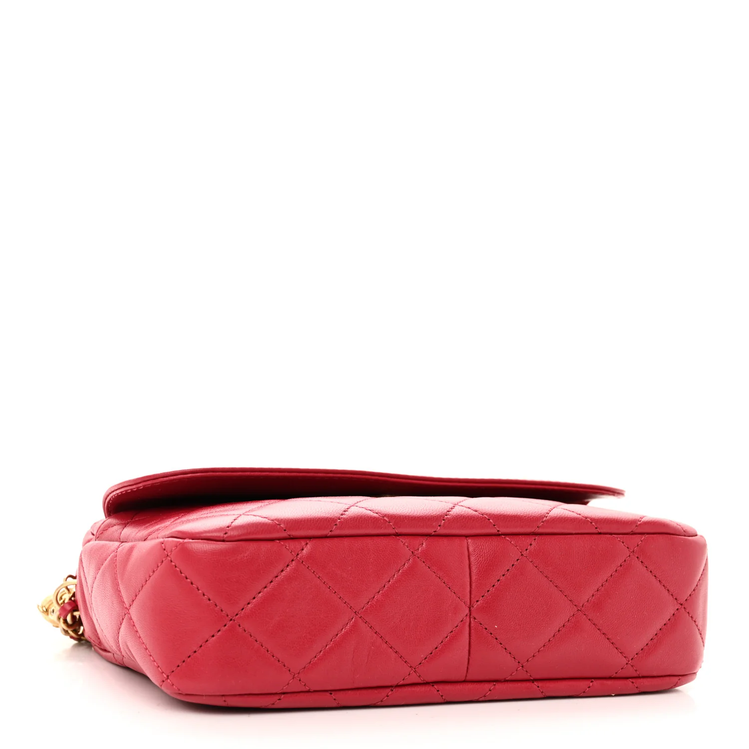 Lambskin Quilted Chain & Tassel Small Camera Case Fuchsia - Top Club