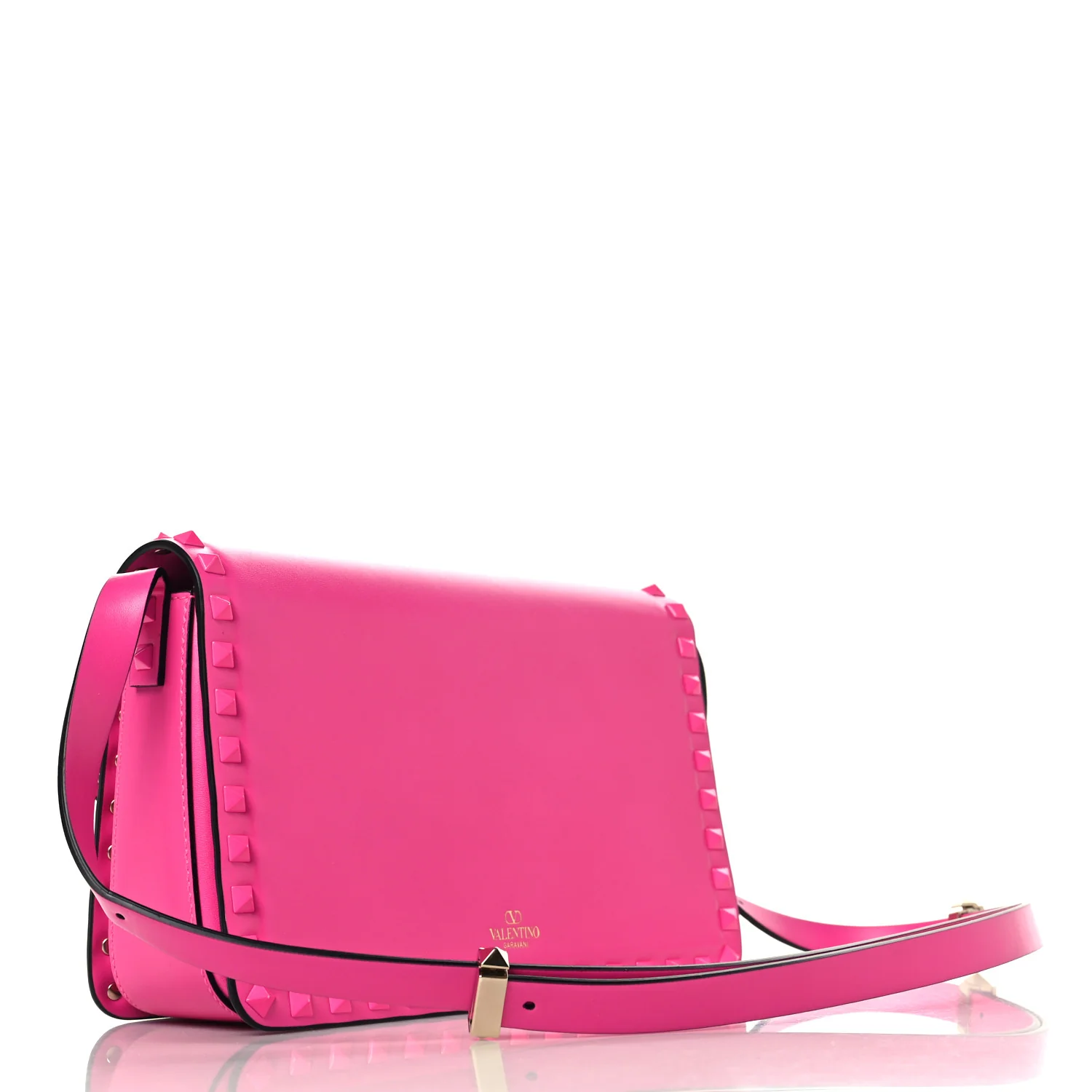 Smooth Calfskin Enamel Tonal Rockstud23 Shoulder Bag Pink PP - Top Club