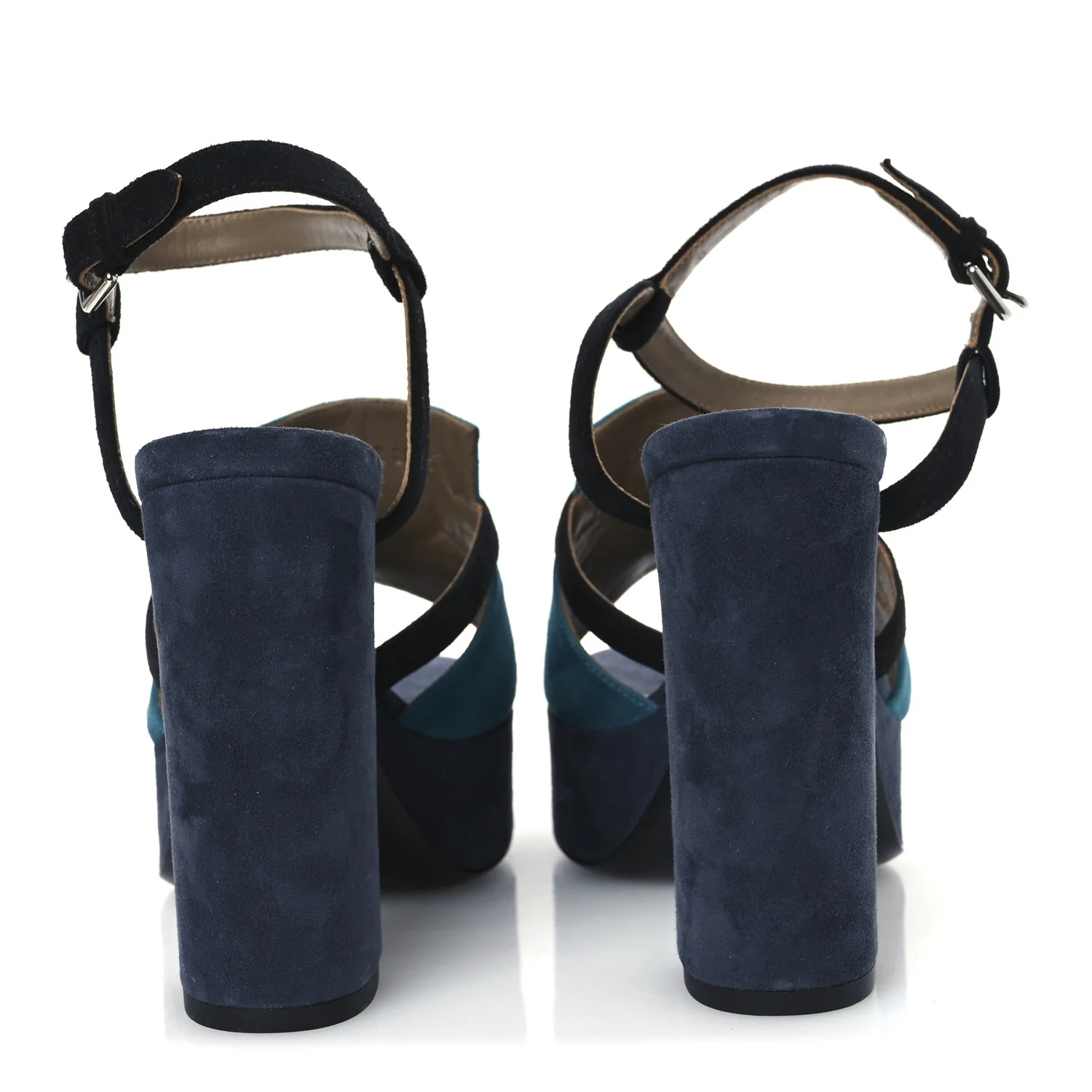 Suede Goatskin Calas Sandals 37.5 Vert Oxford Bleu Celeste Black - Top Club