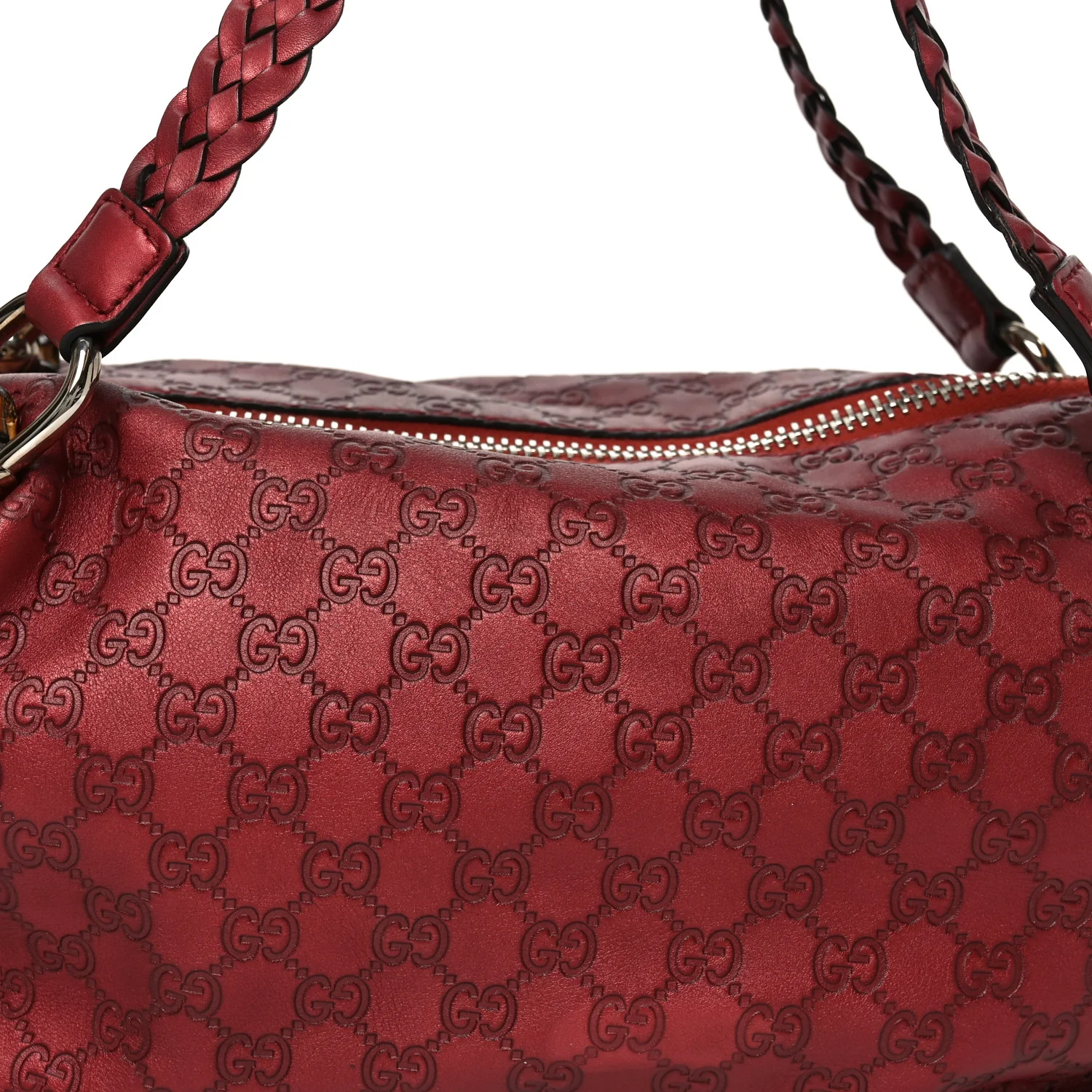 Metallic Guccissima Medium Bamboo Bar Tote Red - Top Club