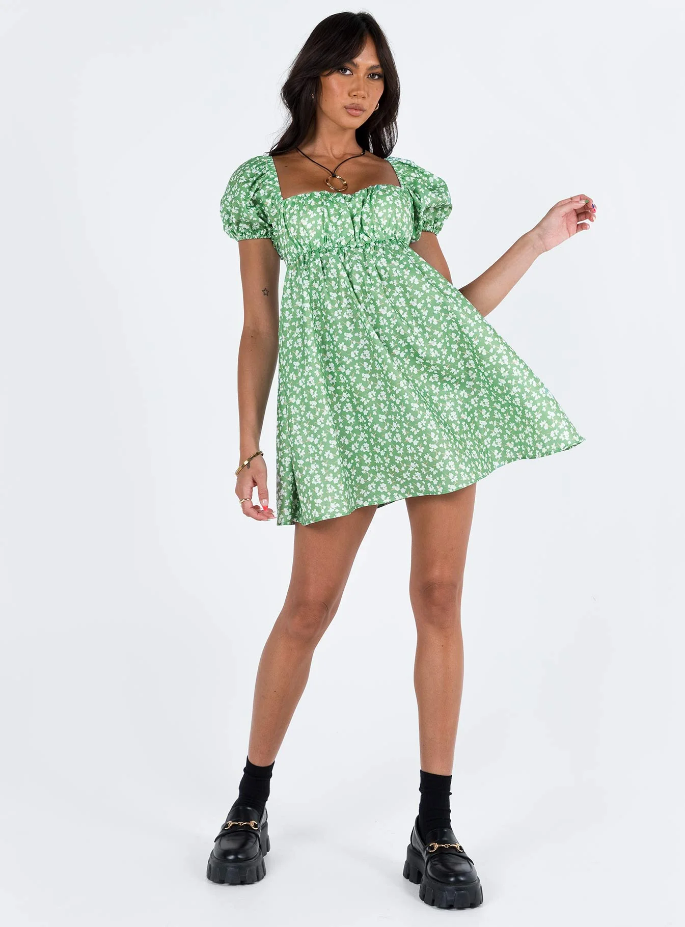 Let's Dance Mini Dress Green Floral