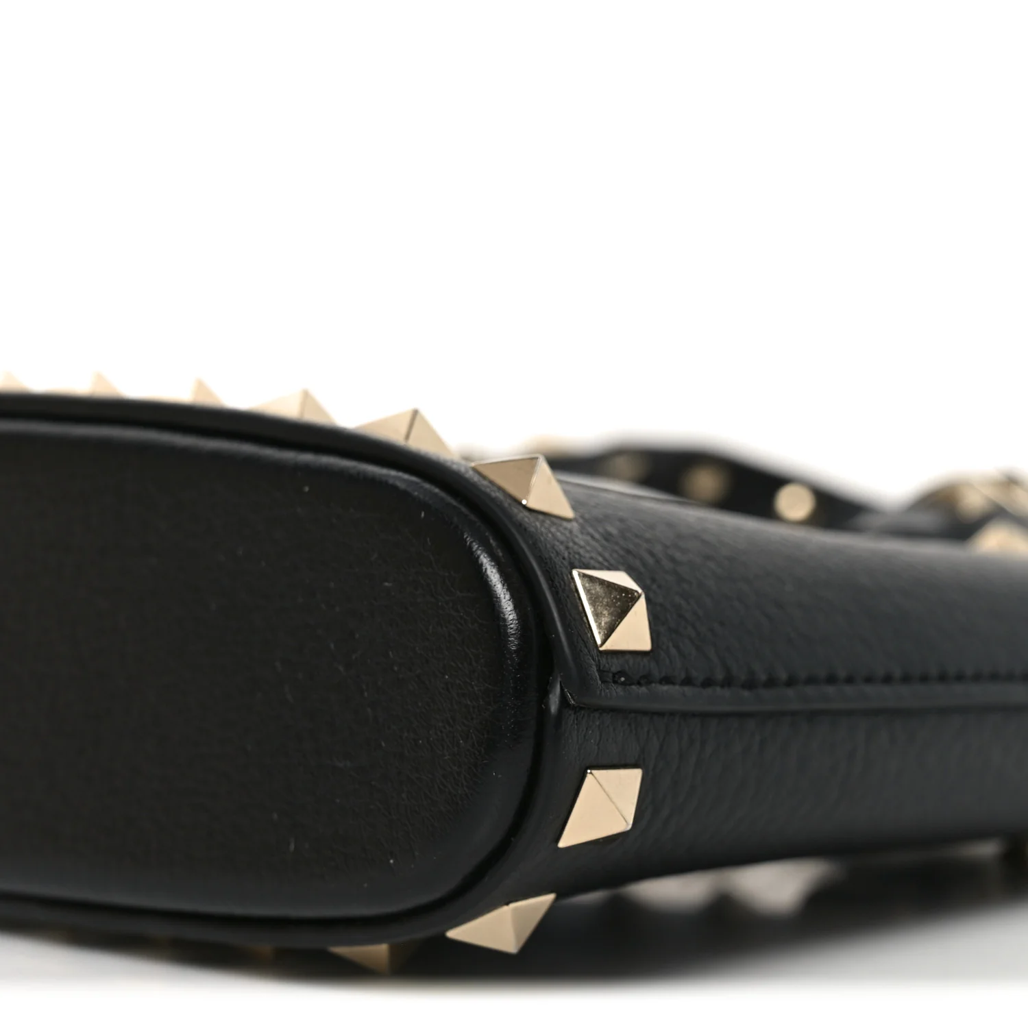 Grainy Calfskin Mini Rockstud Shopping Bag Black - Top Club