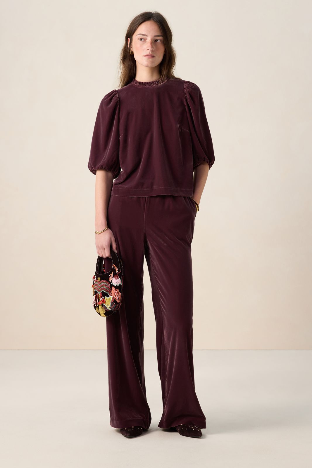 Donkerrode velvet top