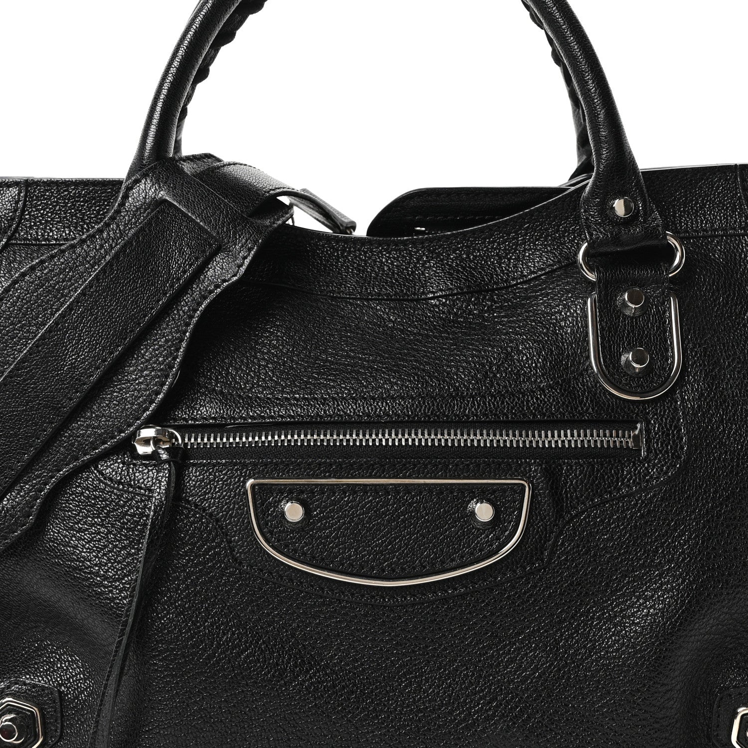 Chevre Silver Metallic Edge Hardware City Black - Top Club