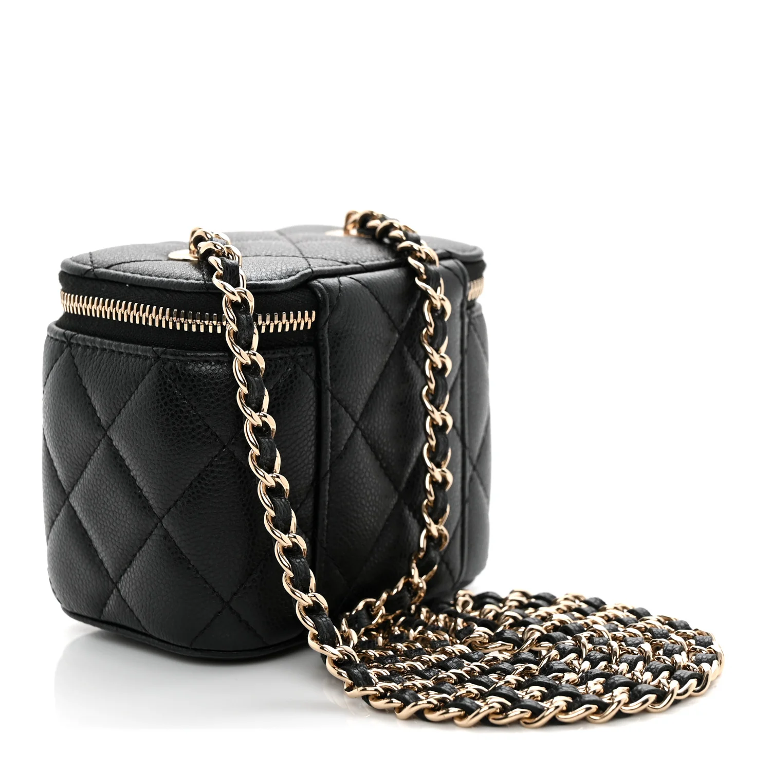 Caviar Quilted Mini Vanity Case With Chain Black - Top Club