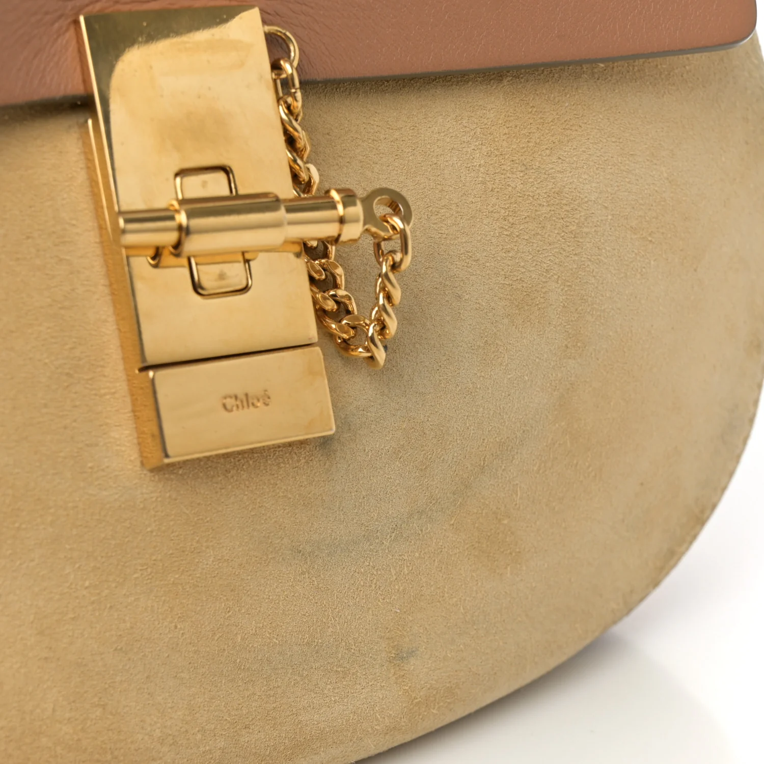 Suede Smooth Calfskin Drew Shoulder Bag Milky Coffee - Top Club