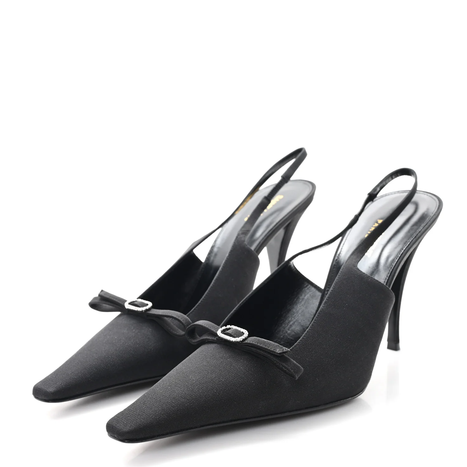 Crepe De Chine Crystal Bow Slingback Pumps 41.5 Black - Top Club