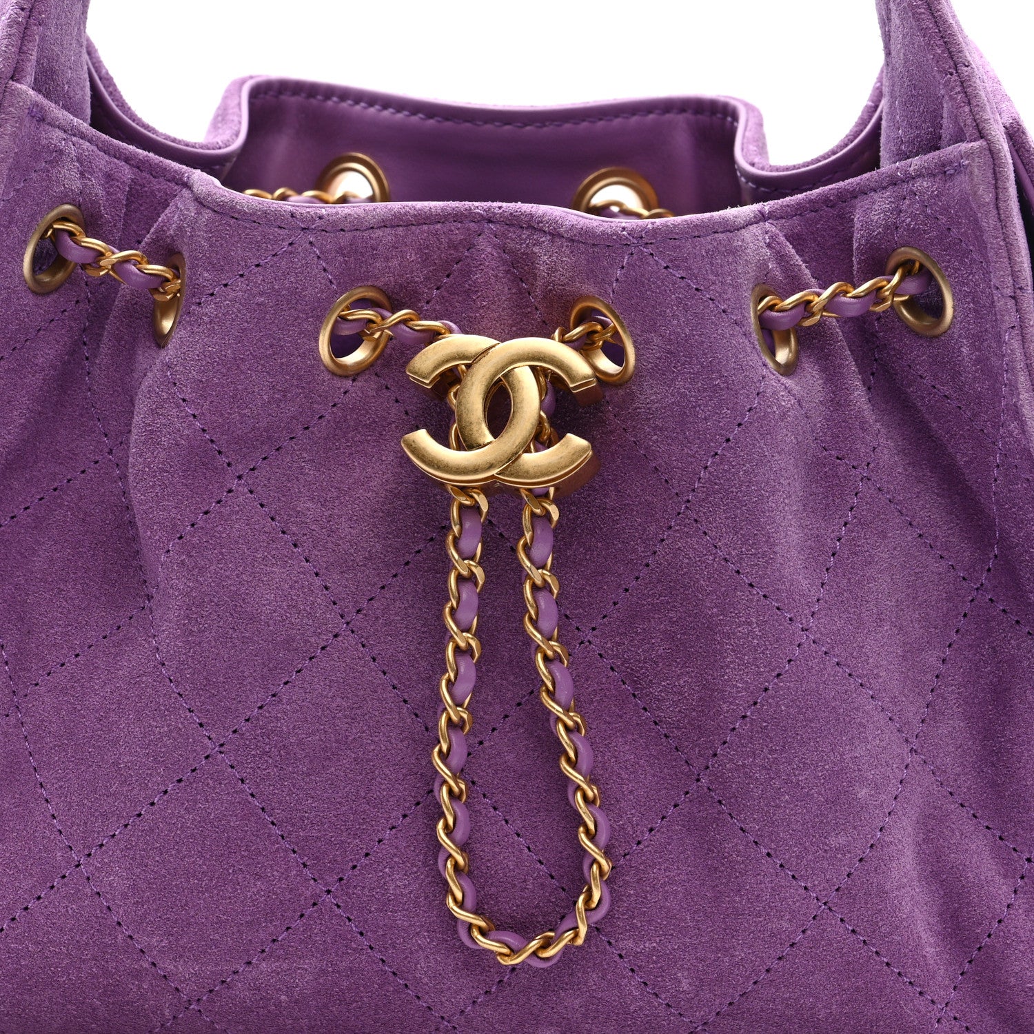 Suede Quilted Mini Chanel 25 Handbag Purple - Top Club