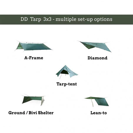 DD Hammocks Superlight Tarp 3x2.9 - Verde oliva - Toldo Bushcraft