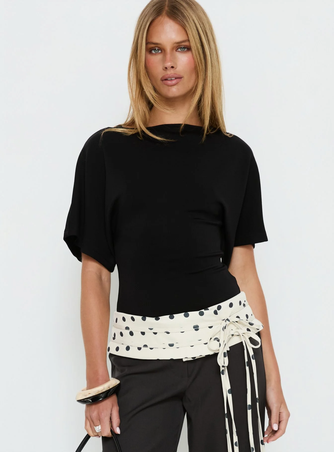 Arazia Cinched Short Sleeve Top Black