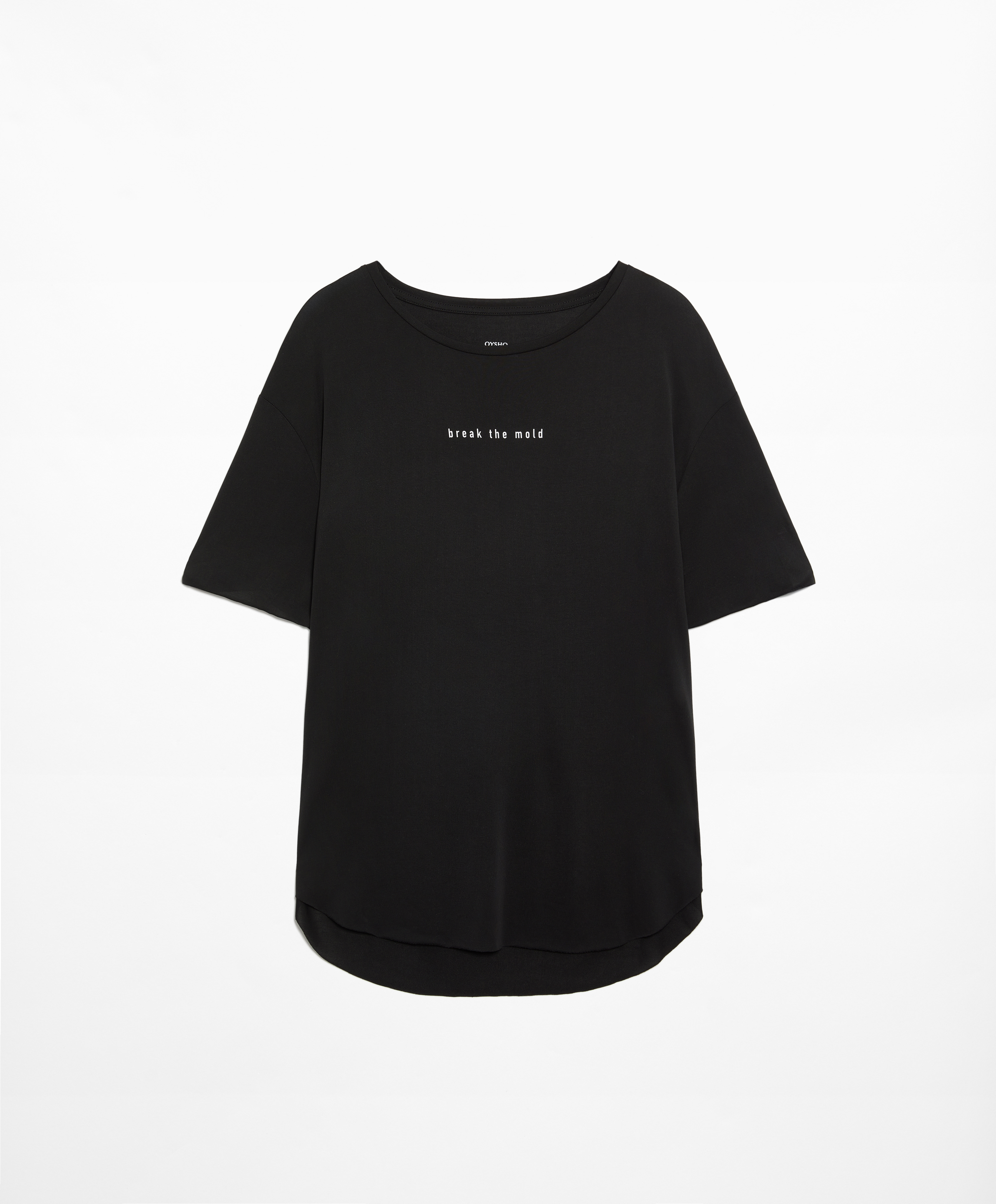 OYSHO Modal blend short-sleeved slogan T-shirt