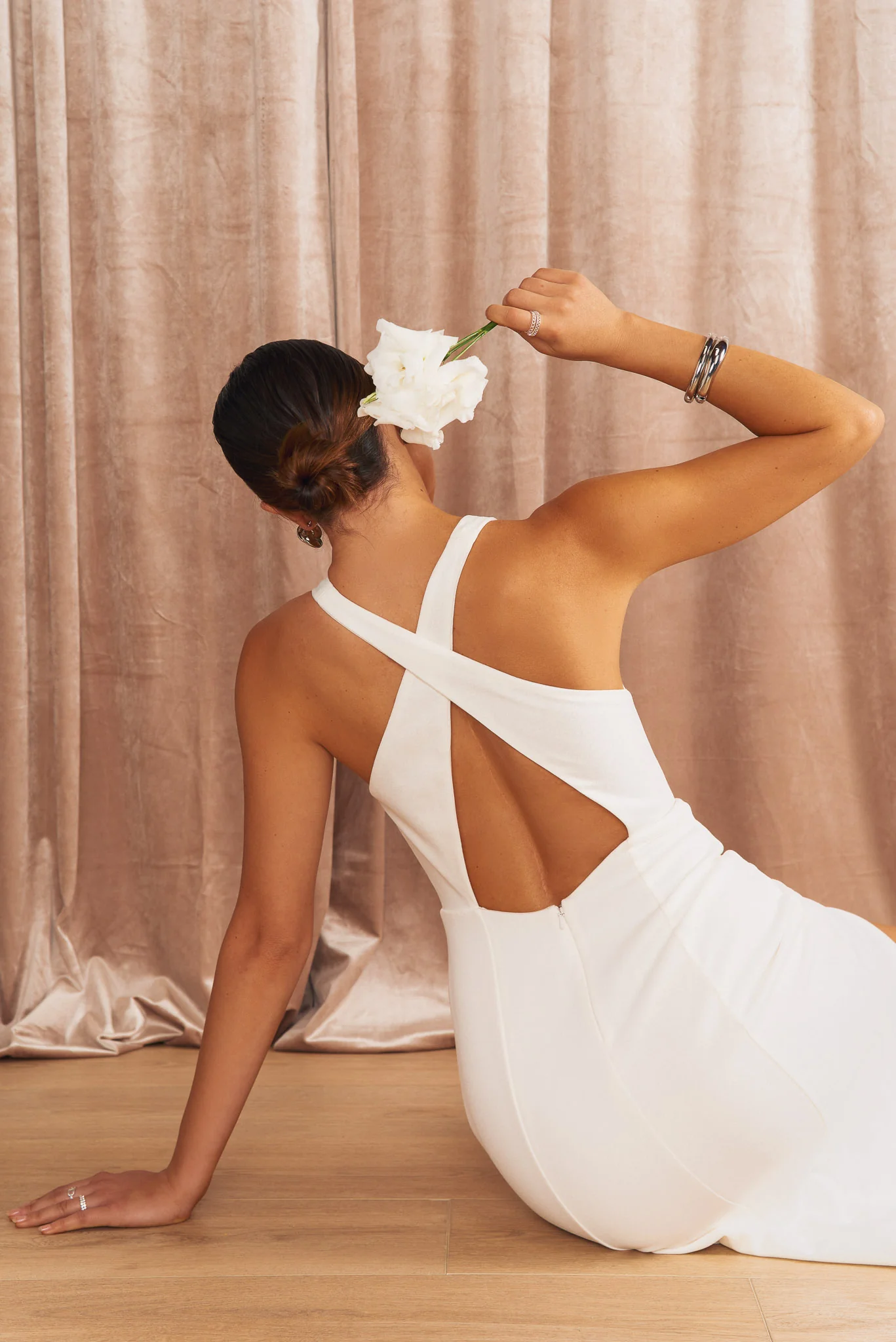 Rachel Maxi Dress ~ White Stretch