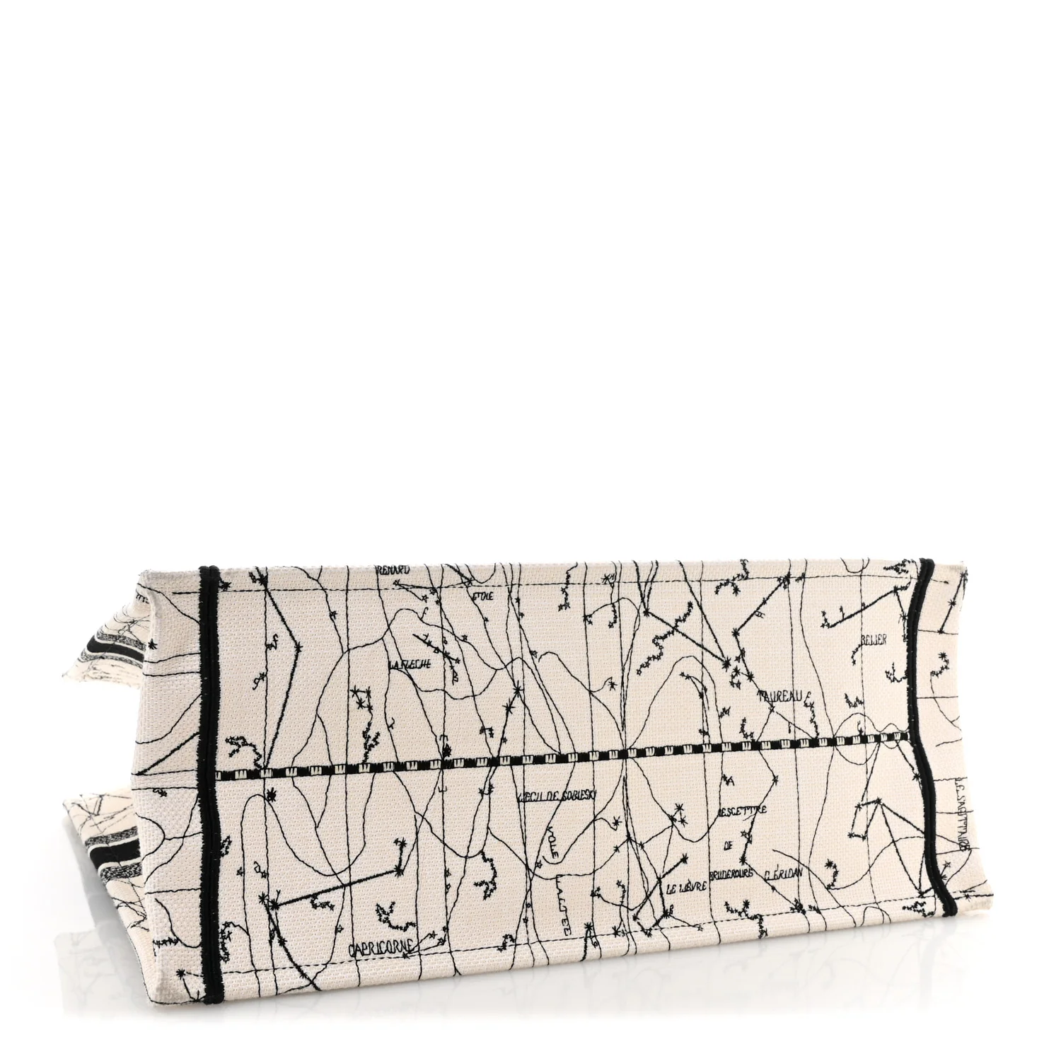 Canvas Embroidered Zodiac Book Tote Latte Multicolor - Top Club