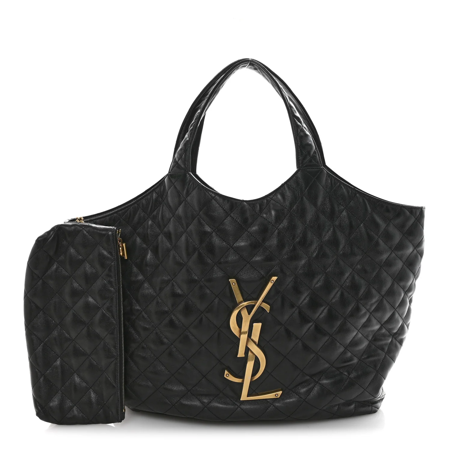 Lambskin Quilted Maxi Icare Shopping Tote Black - Top Club