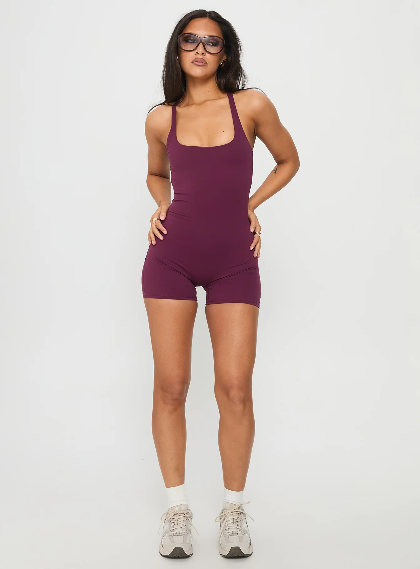 Run The Play Active Romper Plum