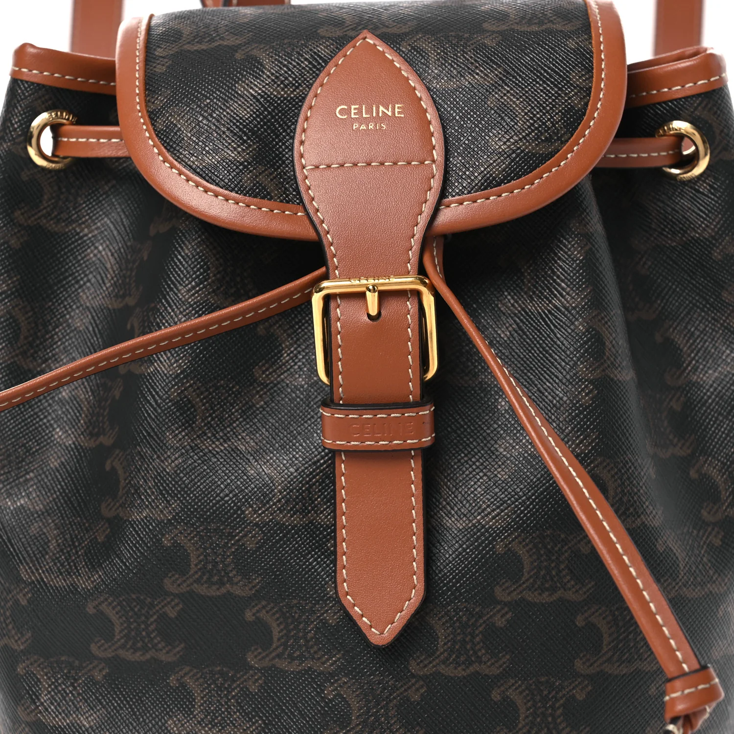 Triomphe Canvas Calfskin Mini Folco Backpack Tan - Top Club