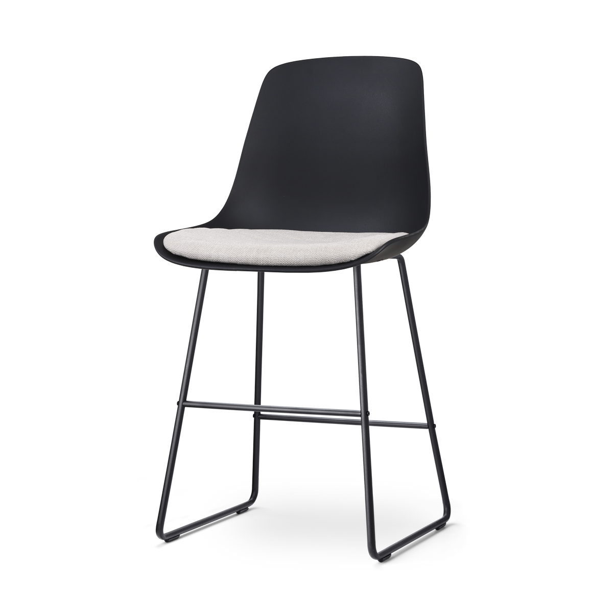 Nino-Liv barkruk zwart met beige zitkussen - zwart onderstel - 65 cm