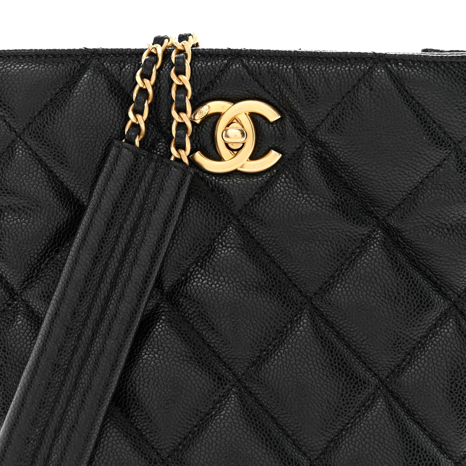 Caviar Quilted Mini Never Ending Chain Tote Black - Top Club