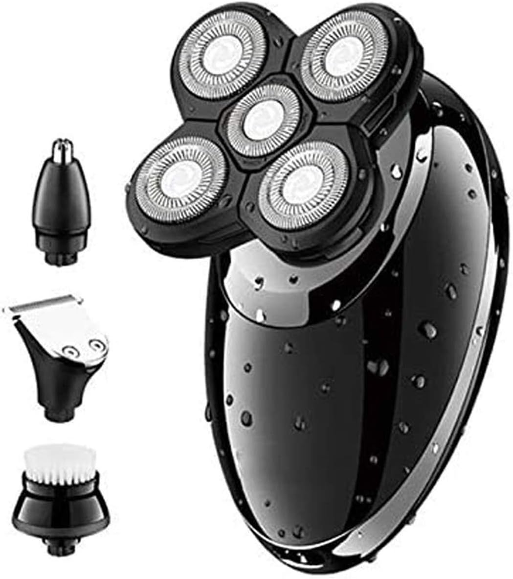 Rasoio elettrico da uomo, kit per la toelettatura con rasoio rotativo per capelli, rasoio per naso e capelli, impermeabile, rasatura a secco e bagnato e ricaricabile tramite USB
