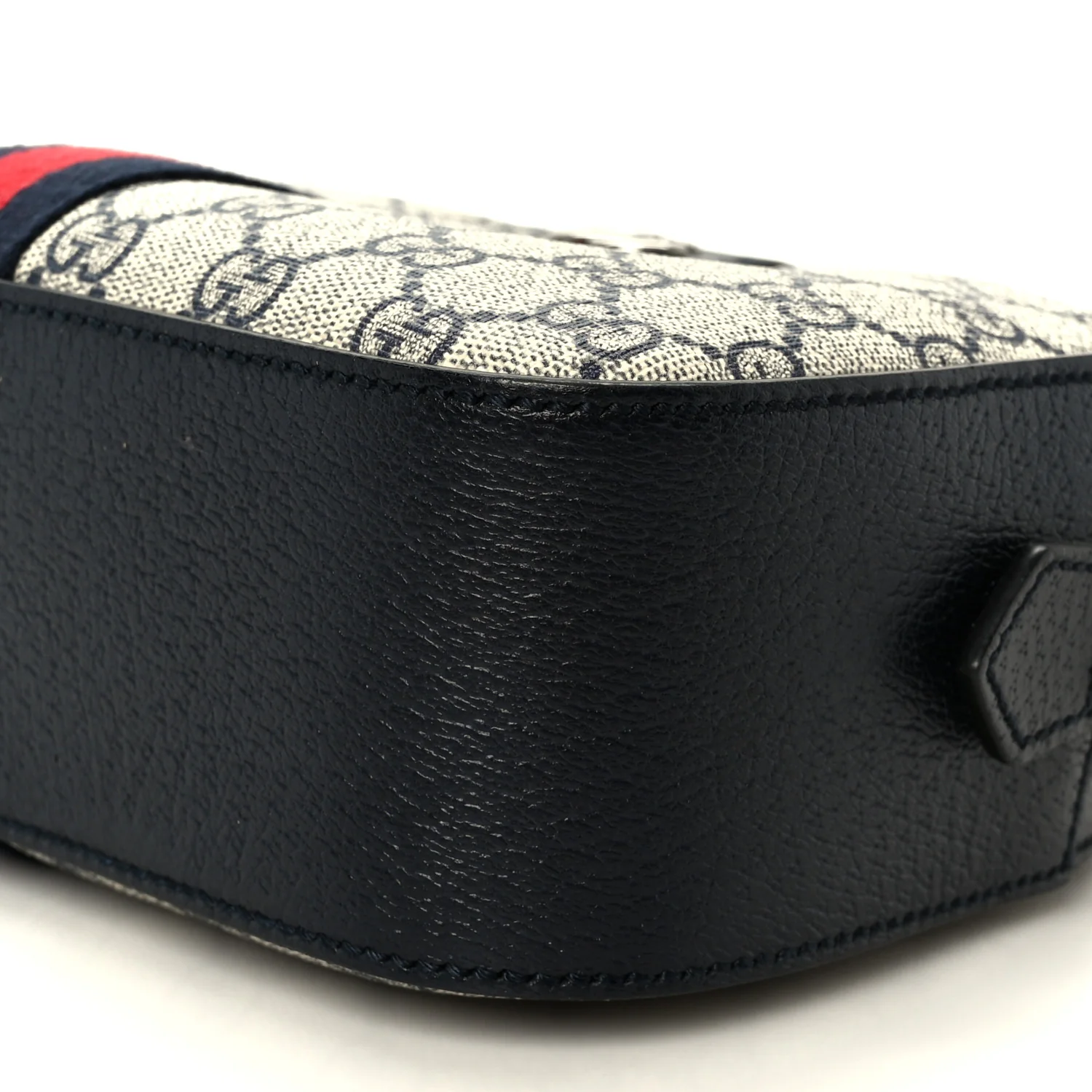 GG Supreme Monogram Textured Dollar Calfskin Web Small Ophidia Camera Bag Beige Blue - Top Club